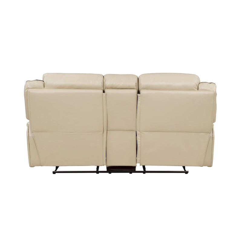 Millie handmatig verstelbare loveseat met dubbele relaxfunctie, 76 inch, bekerhouder, beige imitatieleer