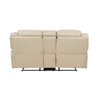 Millie handmatig verstelbare loveseat met dubbele relaxfunctie, 76 inch, bekerhouder, beige imitatieleer