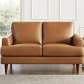 Divanetto Ivy Living Cassia in pelle pieno fiore con piume, memory foam e molle