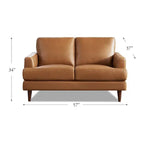 Divanetto Ivy Living Cassia in pelle pieno fiore con piume, memory foam e molle
