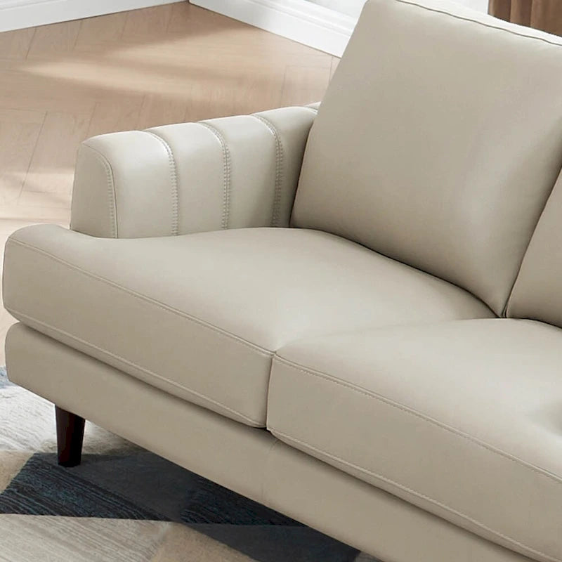 Divanetto Ivy Living Cassia in pelle pieno fiore con piume, memory foam e molle