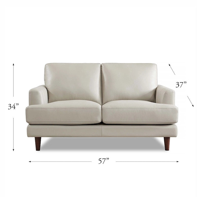 Divanetto Ivy Living Cassia in pelle pieno fiore con piume, memory foam e molle