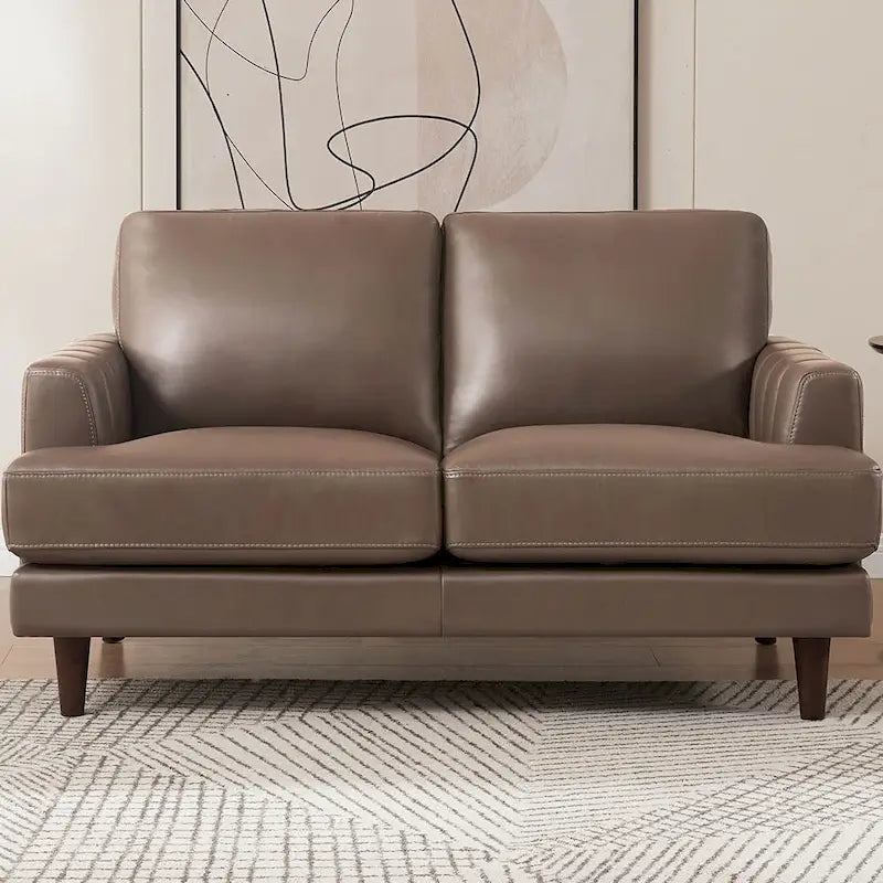 Divanetto Ivy Living Cassia in pelle pieno fiore con piume, memory foam e molle