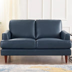 Divanetto Ivy Living Cassia in pelle pieno fiore con piume, memory foam e molle