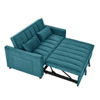 Nowoczesna welwetowa sofa dwuosobowa z wysuwanym łóżkiem, rozkładana 3 w 1 do salonu