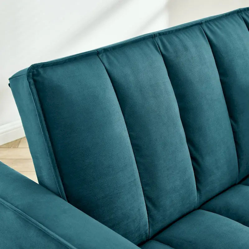 Nowoczesna welwetowa sofa dwuosobowa z wysuwanym łóżkiem, rozkładana 3 w 1 do salonu