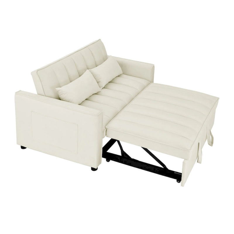 Nowoczesna welwetowa sofa dwuosobowa z wysuwanym łóżkiem, rozkładana 3 w 1 do salonu