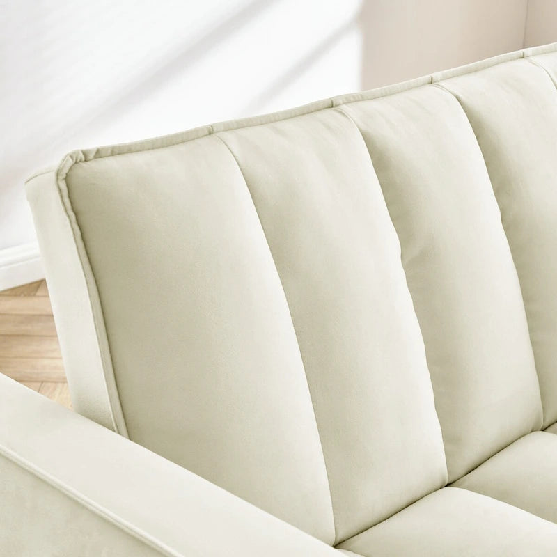 Nowoczesna welwetowa sofa dwuosobowa z wysuwanym łóżkiem, rozkładana 3 w 1 do salonu