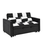 Nowoczesna welwetowa sofa dwuosobowa z wysuwanym łóżkiem, rozkładana 3 w 1 do salonu
