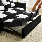 Nowoczesna welwetowa sofa dwuosobowa z wysuwanym łóżkiem, rozkładana 3 w 1 do salonu