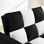 Nowoczesna welwetowa sofa dwuosobowa z wysuwanym łóżkiem, rozkładana 3 w 1 do salonu