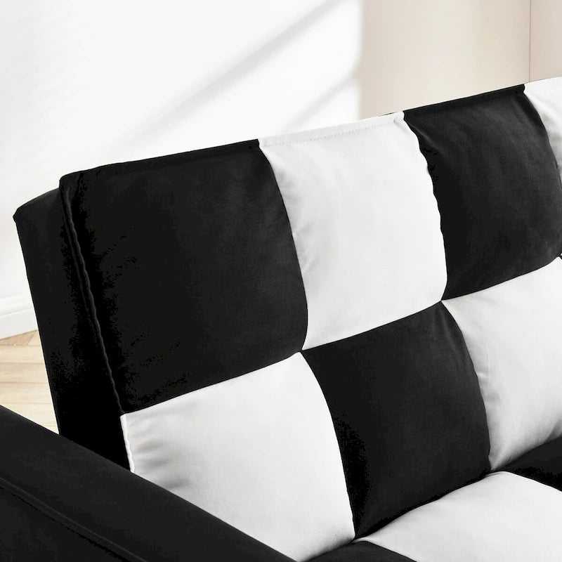 Nowoczesna welwetowa sofa dwuosobowa z wysuwanym łóżkiem, rozkładana 3 w 1 do salonu