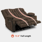 MCombo elektrischer Loveseat-Sessel, elektrisch verstellbares Loveseat-Sofa mit Wärme- und Vibrationsfunktion, Getränkehaltern und USB-Ladeanschlüssen RS6314