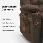 MCombo elektrischer Loveseat-Sessel, elektrisch verstellbares Loveseat-Sofa mit Wärme- und Vibrationsfunktion, Getränkehaltern und USB-Ladeanschlüssen RS6314