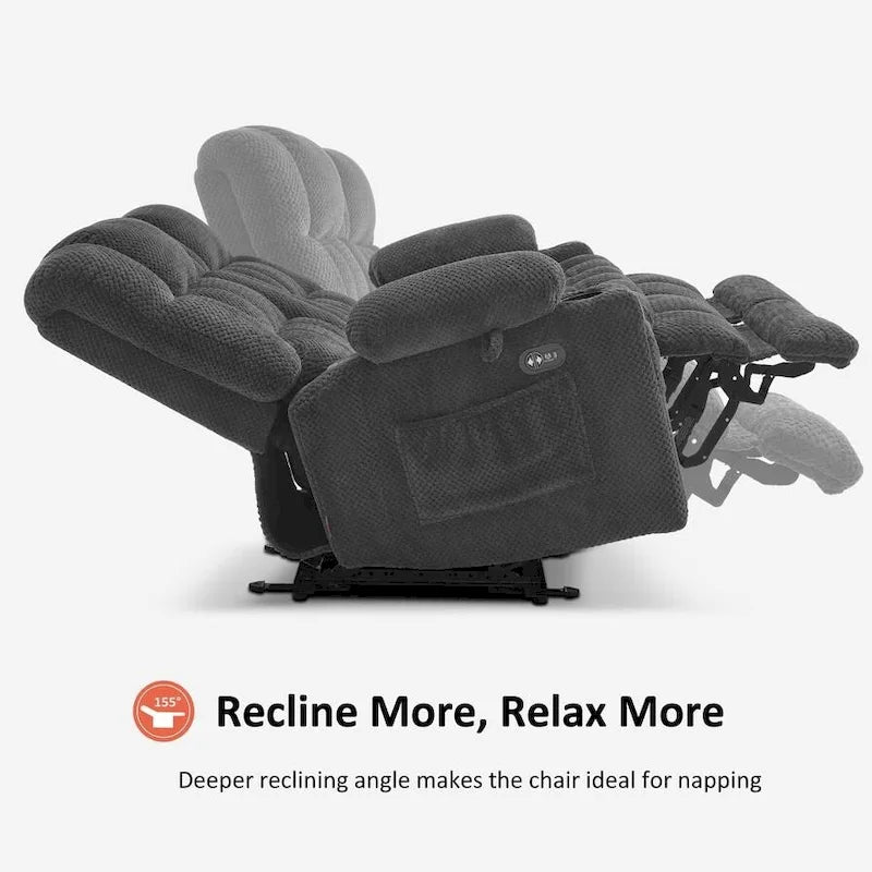 MCombo elektrischer Loveseat-Sessel, elektrisch verstellbares Loveseat-Sofa mit Wärme- und Vibrationsfunktion, Getränkehaltern und USB-Ladeanschlüssen RS6314