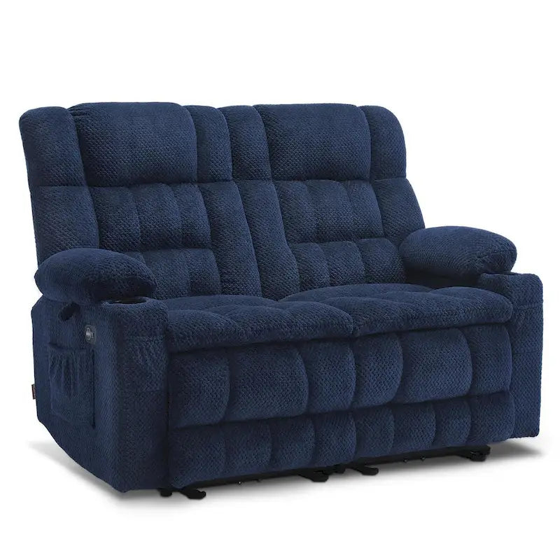 MCombo elektrischer Loveseat-Sessel, elektrisch verstellbares Loveseat-Sofa mit Wärme- und Vibrationsfunktion, Getränkehaltern und USB-Ladeanschlüssen RS6314