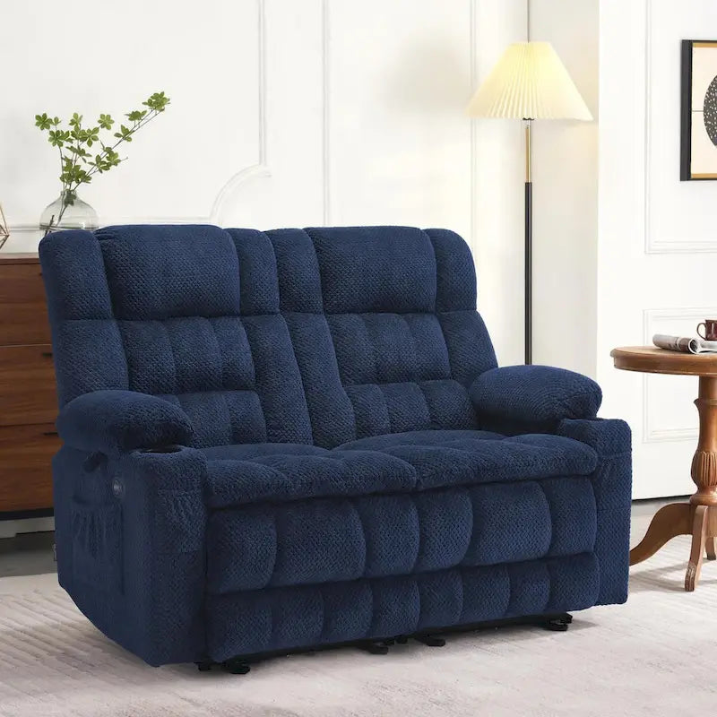 MCombo elektrischer Loveseat-Sessel, elektrisch verstellbares Loveseat-Sofa mit Wärme- und Vibrationsfunktion, Getränkehaltern und USB-Ladeanschlüssen RS6314