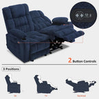 MCombo elektrischer Loveseat-Sessel, elektrisch verstellbares Loveseat-Sofa mit Wärme- und Vibrationsfunktion, Getränkehaltern und USB-Ladeanschlüssen RS6314