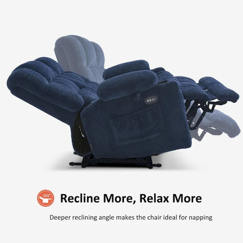 MCombo elektrischer Loveseat-Sessel, elektrisch verstellbares Loveseat-Sofa mit Wärme- und Vibrationsfunktion, Getränkehaltern und USB-Ladeanschlüssen RS6314