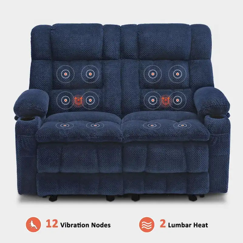 MCombo elektrischer Loveseat-Sessel, elektrisch verstellbares Loveseat-Sofa mit Wärme- und Vibrationsfunktion, Getränkehaltern und USB-Ladeanschlüssen RS6314
