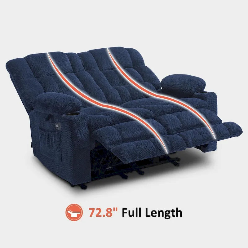 MCombo elektrischer Loveseat-Sessel, elektrisch verstellbares Loveseat-Sofa mit Wärme- und Vibrationsfunktion, Getränkehaltern und USB-Ladeanschlüssen RS6314