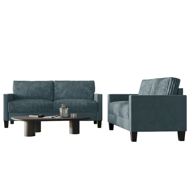 CraftPorch Corduroy - 2-osainen moderni olohuonekalusto vuosisadan puolivälin tyyliin, samettiverhoilu