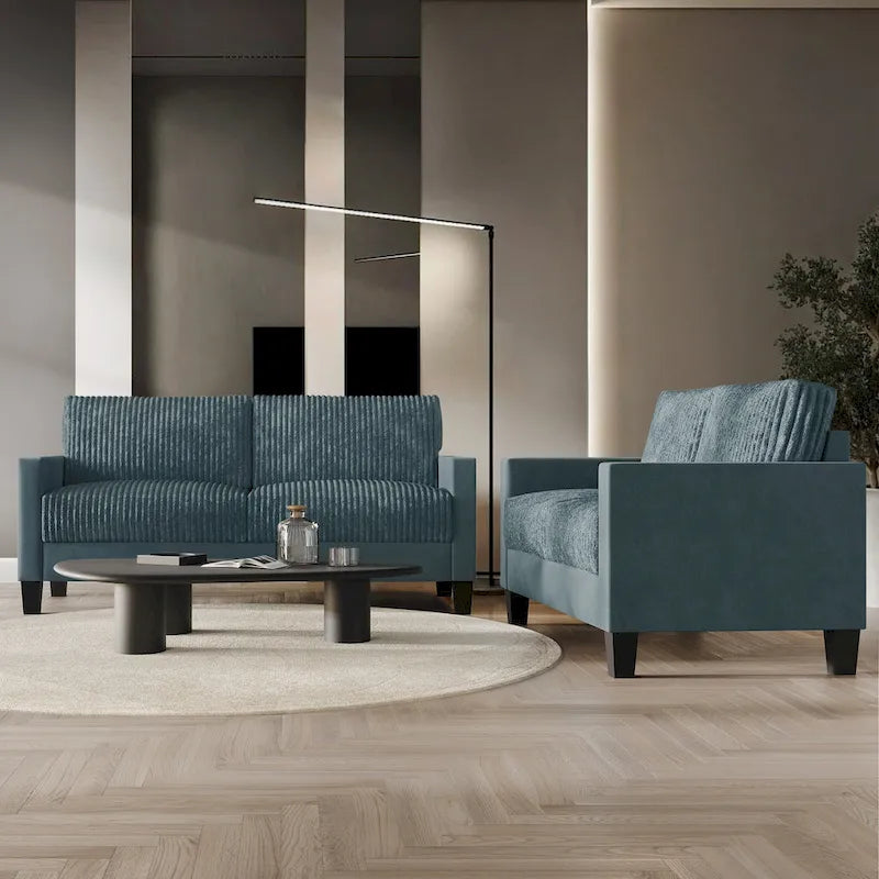 CraftPorch Corduroy - 2-osainen moderni olohuonekalusto vuosisadan puolivälin tyyliin, samettiverhoilu