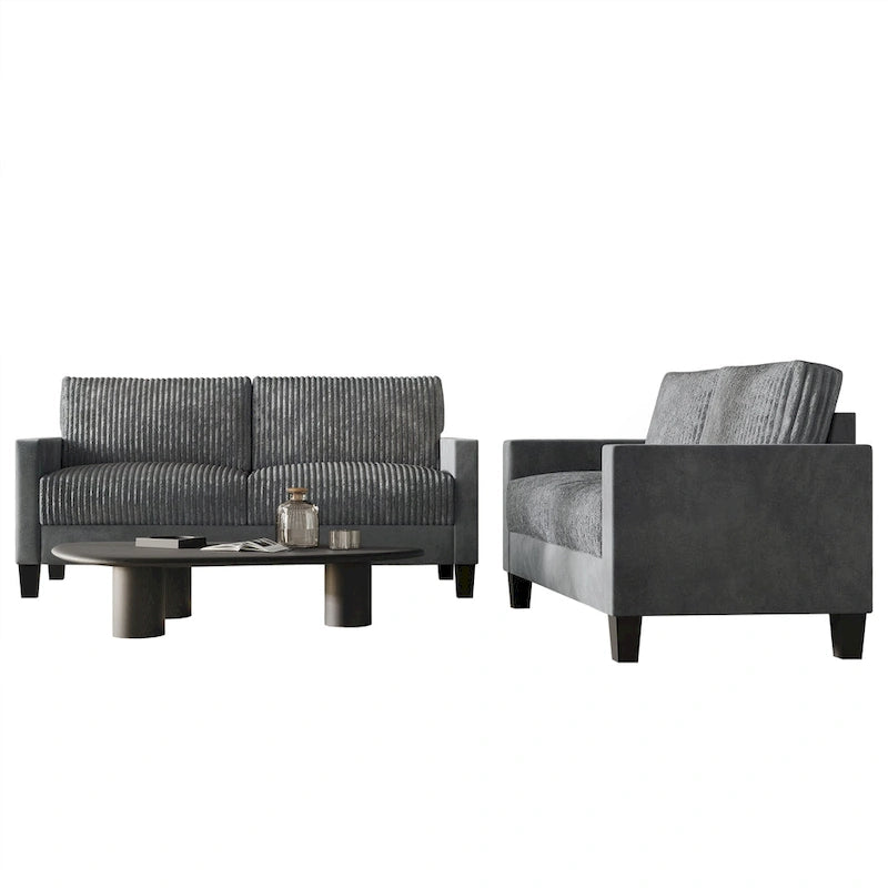 CraftPorch Corduroy - 2-osainen moderni olohuonekalusto vuosisadan puolivälin tyyliin, samettiverhoilu