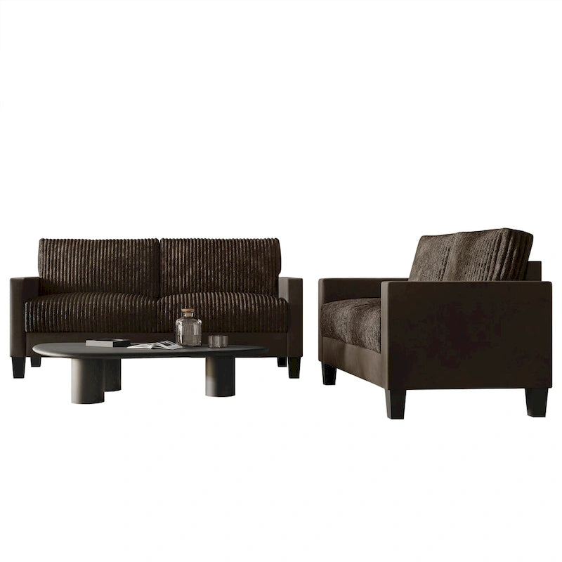 CraftPorch Corduroy - 2-osainen moderni olohuonekalusto vuosisadan puolivälin tyyliin, samettiverhoilu