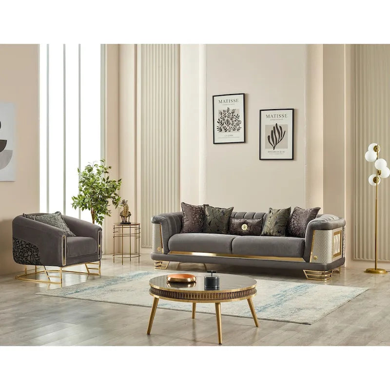 Roseau 2-teiliges Wohnzimmer-Set (1 Sofa und 1 Sessel)