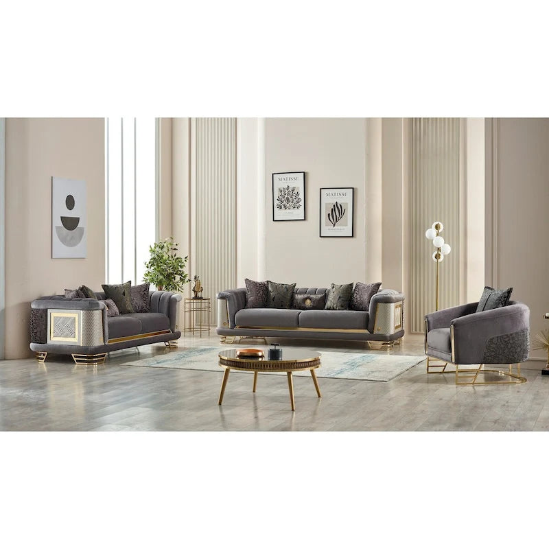 Conjunto de sala Riga de 3 piezas (1 sofá, 1 sofá de dos plazas y 1 sillón)