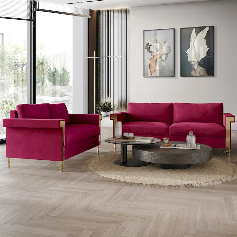 CraftPorch Glam 2-teiliges Wohnzimmer-Set mit Samtpolsterung