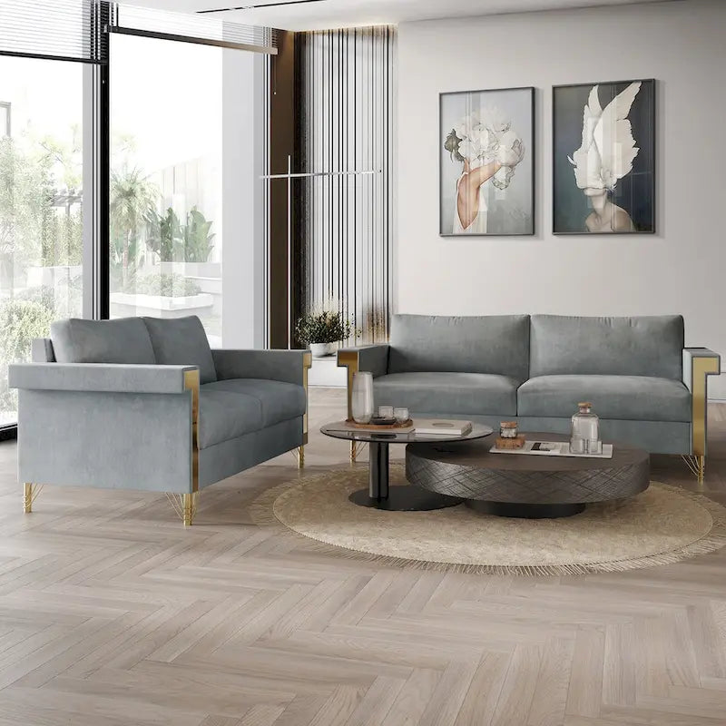 CraftPorch Glam 2-teiliges Wohnzimmer-Set mit Samtpolsterung