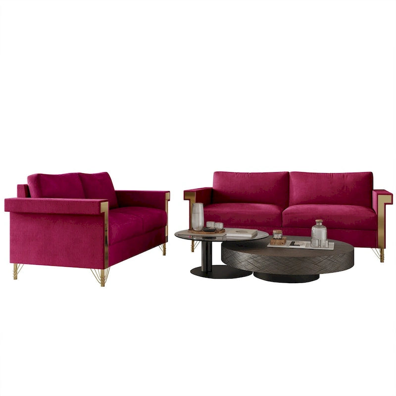 CraftPorch Glam 2-teiliges Wohnzimmer-Set mit Samtpolsterung