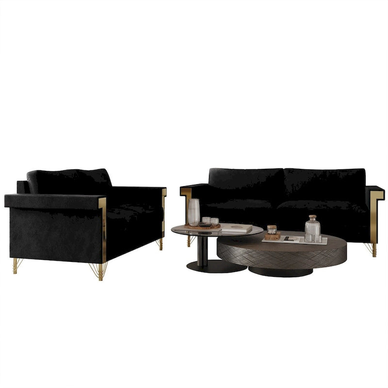 CraftPorch Glam 2-teiliges Wohnzimmer-Set mit Samtpolsterung
