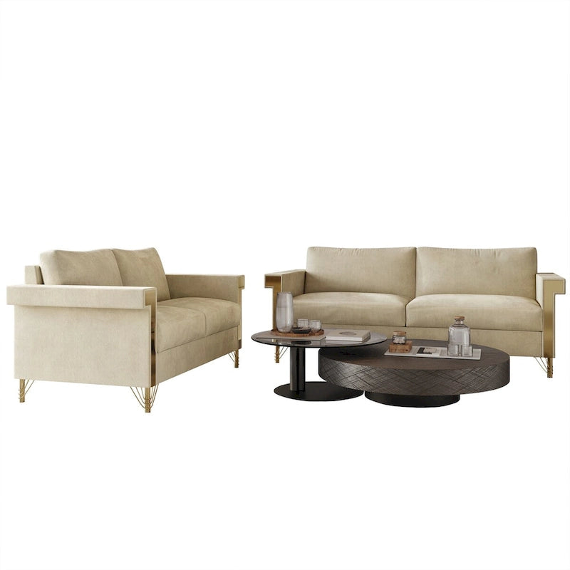 CraftPorch Glam 2-teiliges Wohnzimmer-Set mit Samtpolsterung