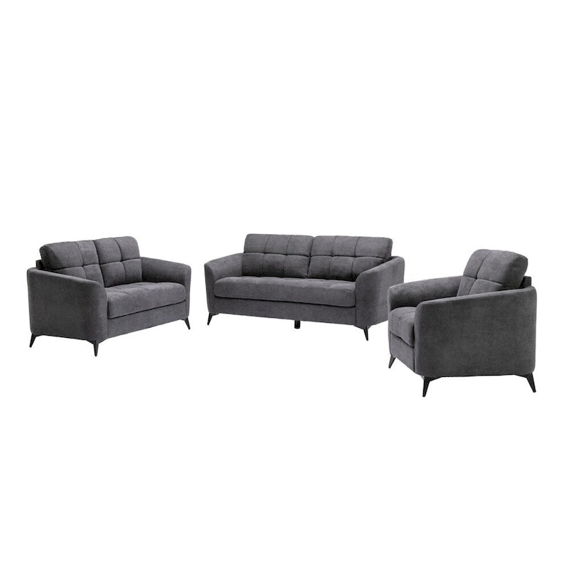 Wohnzimmer-Set aus Samtstoff mit Sofa, Zweisitzer-Sofa und Sessel