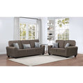 2-teiliges chenillebezogenes Sofaset mit Kissen, Wohnzimmersofa und Zweisitzer