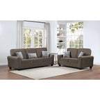 2-teiliges chenillebezogenes Sofaset mit Kissen, Wohnzimmersofa und Zweisitzer