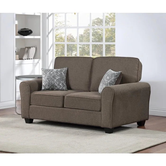 2-teiliges chenillebezogenes Sofaset mit Kissen, Wohnzimmersofa und Zweisitzer