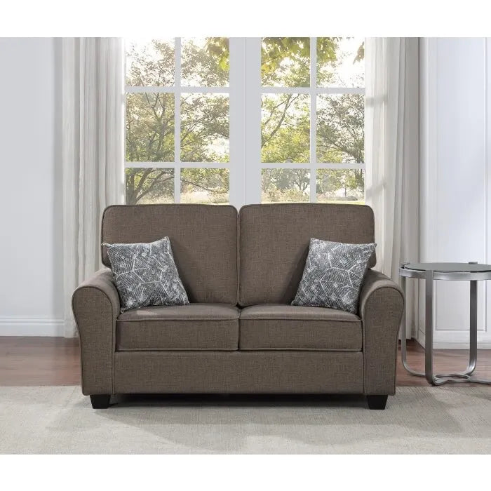 2-teiliges chenillebezogenes Sofaset mit Kissen, Wohnzimmersofa und Zweisitzer