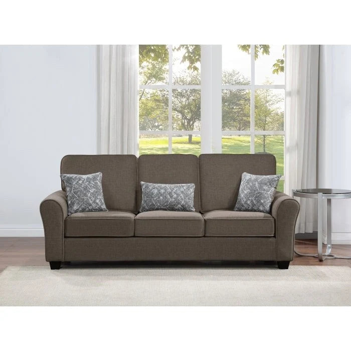 2-teiliges chenillebezogenes Sofaset mit Kissen, Wohnzimmersofa und Zweisitzer