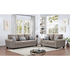 2-teiliges chenillebezogenes Sofaset mit Kissen, Wohnzimmersofa und Zweisitzer