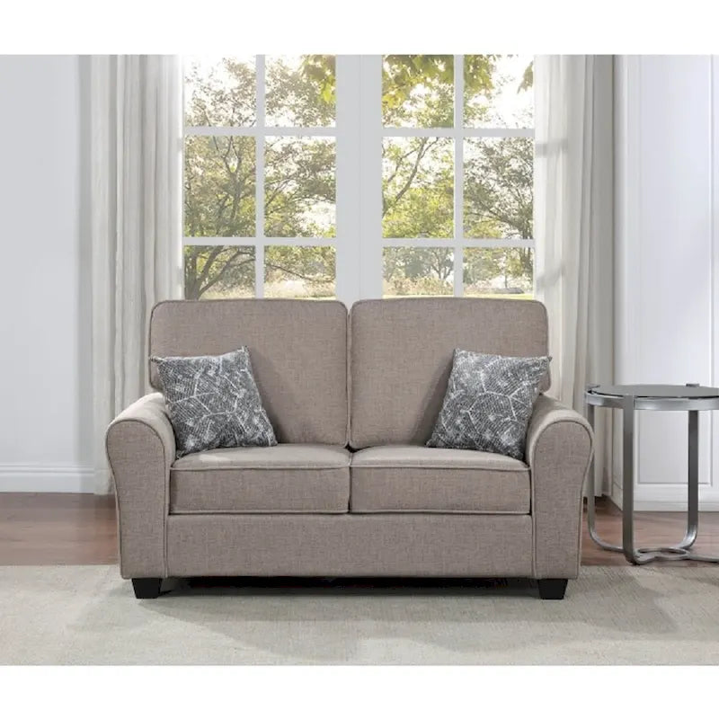 2-teiliges chenillebezogenes Sofaset mit Kissen, Wohnzimmersofa und Zweisitzer
