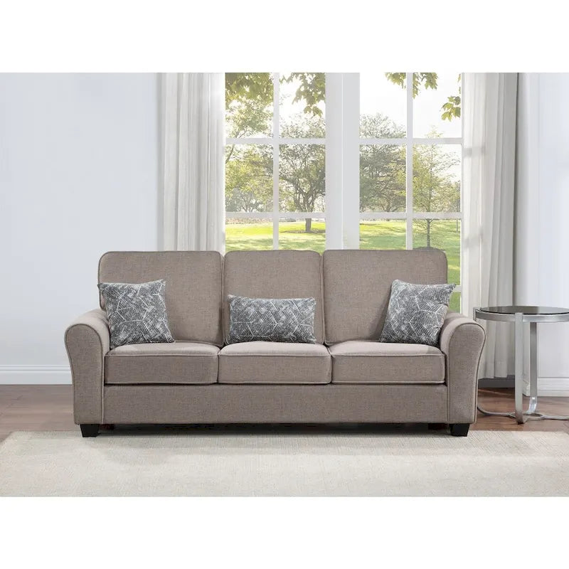 2-teiliges chenillebezogenes Sofaset mit Kissen, Wohnzimmersofa und Zweisitzer
