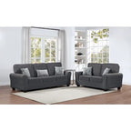 2-teiliges chenillebezogenes Sofaset mit Kissen, Wohnzimmersofa und Zweisitzer