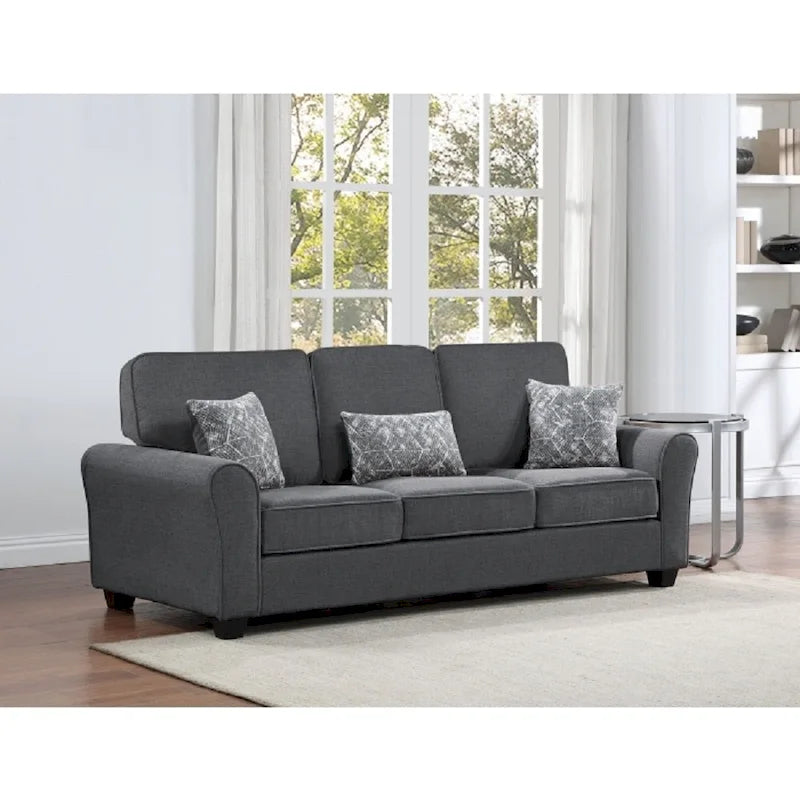2-teiliges chenillebezogenes Sofaset mit Kissen, Wohnzimmersofa und Zweisitzer