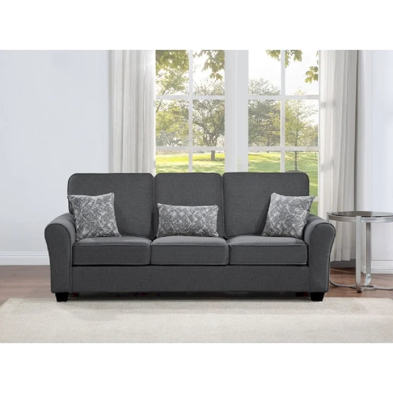 2-teiliges chenillebezogenes Sofaset mit Kissen, Wohnzimmersofa und Zweisitzer