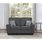 2-teiliges chenillebezogenes Sofaset mit Kissen, Wohnzimmersofa und Zweisitzer