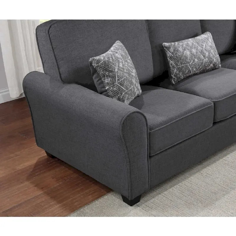 2-teiliges chenillebezogenes Sofaset mit Kissen, Wohnzimmersofa und Zweisitzer